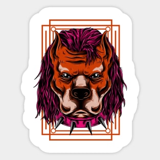 Mad Dog Bull Punk Brown Pink Sticker